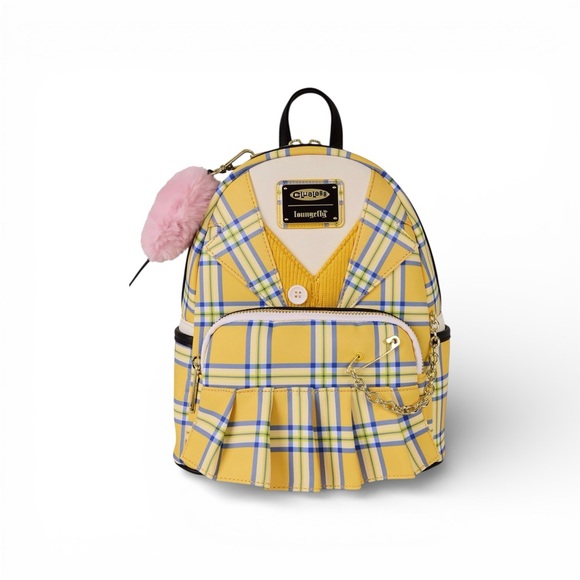 Loungefly Handbags - Loungefly Yellow Plaid Backpack with Pink Charm